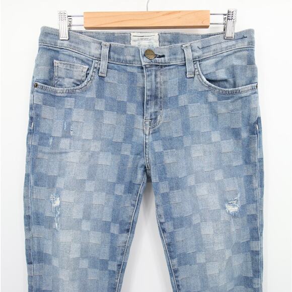 Current/Elliott Jeans Blue Distressed Checkered Grid Fling Slim Boyfriend 26 - Picture 4 of 14
